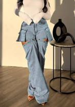 Women Casual Stretch Cutout Detachable Denim Pants Women Casual Stretch Cutout Detachable Denim Pants