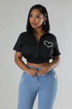 Spring Summer Fashion Casual Short Sleeve Crop Women's Shirt