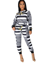 Women Long Sleeve Top and Pants Printed Casual Two-piece Set Women Long Sleeve Top and Pants Printed Casual Two-piece Set
