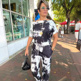 Women Sexy Printed Short Sleeve Off Shoulder Stretch Jumpsuit