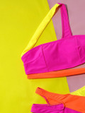 Women Bikini Hollow Contrast Color Sexy Two Pieces Swimwear
