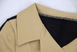 Women Solid Color Block Long Sleeve Casual Dress