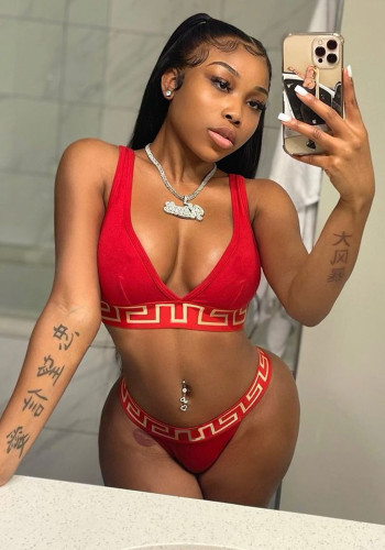 Women printed sexy Swimwear two-piece set