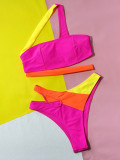 Women Bikini Hollow Contrast Color Sexy Two Pieces Swimwear