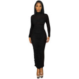 Women's Clothing Sexy Fashion Wrinkled Semi-Sheer Dress
