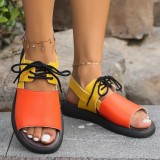 Soft-Soled One-Word Lace-Up Trendy Women's Sandals