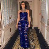 Fashion Women's Clothing Sexy Velvet Ripped Tight Fitting Strap Long Dress