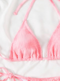 Women's Pink Low Back Sexy Two Piece Bikini Swimwear