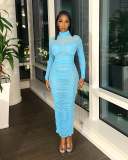 Women's Clothing Sexy Fashion Wrinkled Semi-Sheer Dress