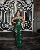 Fashion Women's Clothing Sexy Velvet Ripped Tight Fitting Strap Long Dress