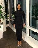 Women's Clothing Sexy Fashion Wrinkled Semi-Sheer Dress