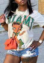 Trendy Fashion Print Short Sleeve T-Shirt