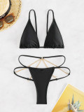 Women's Chain Strap Sexy Two Piece Bikini Swimwear Set