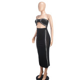 Fashionable And Sexy Mesh Beaded Party Maxi Dress