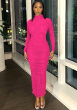 Women's Clothing Sexy Fashion Wrinkled Semi-Sheer Dress
