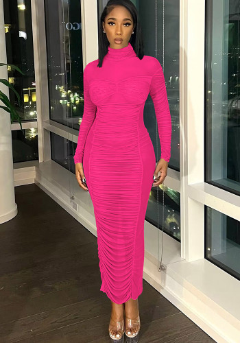 Women's Clothing Sexy Fashion Wrinkled Semi-Sheer Dress