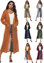 Women thin long coat with large pockets and slits