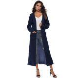 Women thin long coat with large pockets and slits