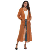 Women thin long coat with large pockets and slits