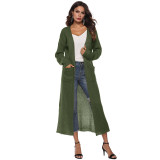 Women thin long coat with large pockets and slits