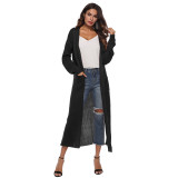 Women thin long coat with large pockets and slits