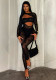 Women Sexy Black Lace Pattern Hollow Round Neck See-Through Jumpsuit