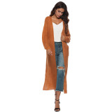 Women thin long coat with large pockets and slits