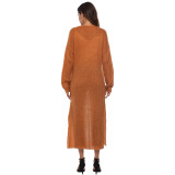 Women thin long coat with large pockets and slits
