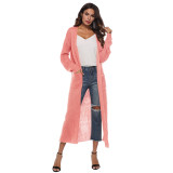 Women thin long coat with large pockets and slits