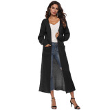 Women thin long coat with large pockets and slits
