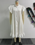 Women sleeveles Ruffles lace flying sleeve dress