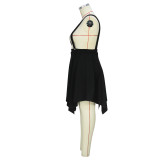 Women Spring Summer Chic Fresh and Simple Style Irregular Hem Suspender Skirt Plus Size Skirt