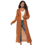 Women thin long coat with large pockets and slits