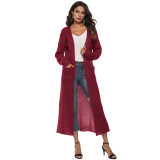 Women thin long coat with large pockets and slits