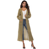 Women thin long coat with large pockets and slits