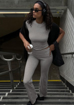 Women Spring Summer Crop Short Sleeve T-Shirt And Pants Two-piece Set