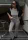 Women Spring Summer Crop Short Sleeve T-Shirt And Pants Two-piece Set