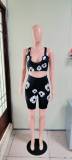 Stylish Casual Trendy Print Vest Shorts Two Piece Set