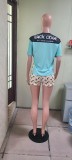 Fashionable Casual Trendy Printed Short-Sleeved Two Piece Shorts Set