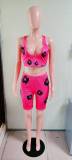 Stylish Casual Trendy Print Vest Shorts Two Piece Set