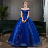 Solid Color Off Shoulder Luxury Wedding Dress（Processing time need 3-6 days）