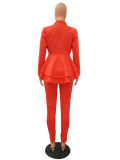 Fashion Ruffle Career Suit Casual Two Piece Set