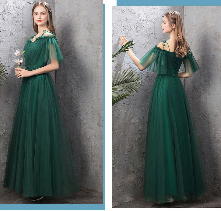 Dark Green Bridesmaid Sister Dress Elegant Chic Evening Dress(Processing time need 3-6 days)