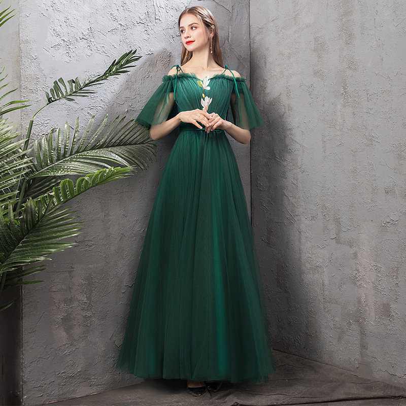 Dark Green Bridesmaid Sister Dress Elegant Chic Evening Dress(Processing time need 3-6 days)