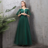 Dark Green Bridesmaid Sister Dress Elegant Chic Evening Dress（Processing time need 3-6 days）