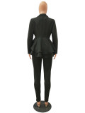 Fashion Ruffle Career Suit Casual Two Piece Set