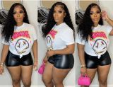 Women's Clothing Fashion Letter Printed Cotton T-Shirt Trendy Short Sleeves Top