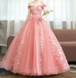 Solid Color Off Shoulder Luxury Wedding Dress（Processing time need 3-6 days）