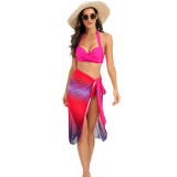 Sexy Gradient Bikini Mesh Skirt Three-Piece Swimsuit