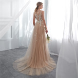 Luxury Chic Evening Dress Applique Slim Fit Mesh Bridesmaid Dress（Processing time need 3-6 days）